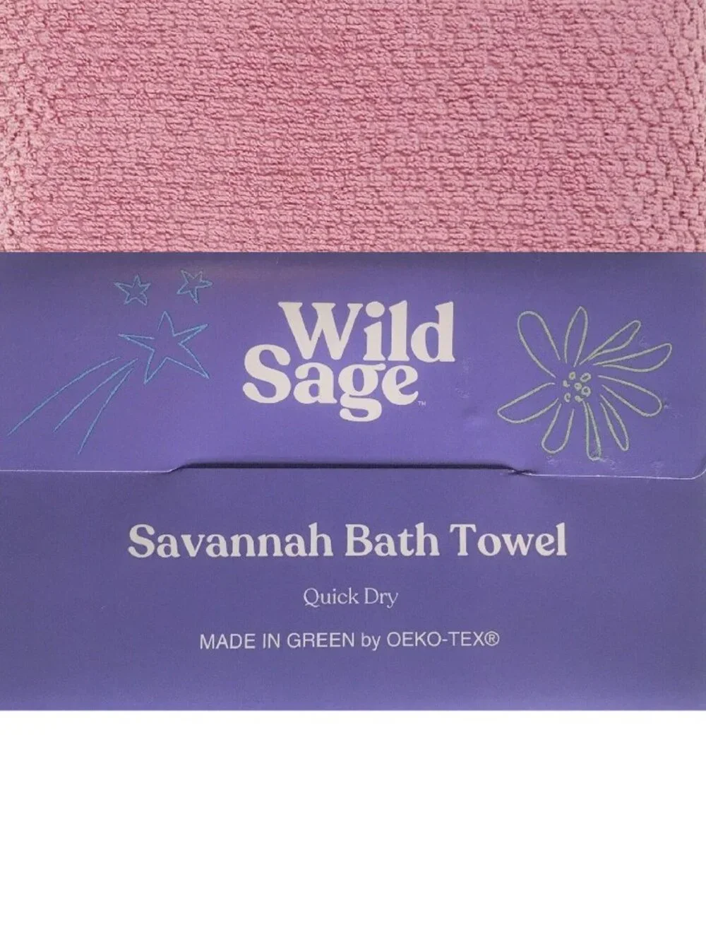 6-pc MAUVE PINK Wild Sage Savannah Quick Dry 90% Cotton Towel Set BATH HAND WASH